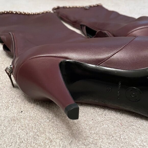 CHANEL Calfskin Brown CC Chain Knee High Boots Size 38 - Excellent - Picture 7 of 13